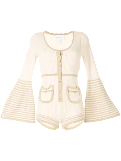 Alice Mccall Heaven Help Ribbed Knit Playsuit In Crème