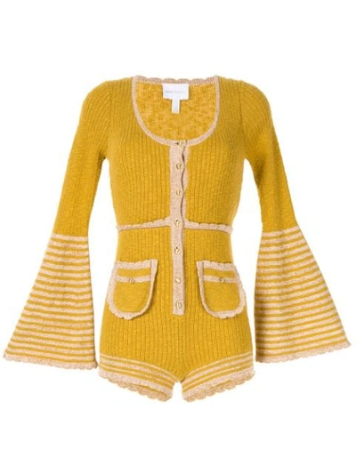 Alice Mccall Heaven Help Knitted Playsuit In Yellow