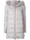 Herno Hooded Cashmere Padded Coat In Grey