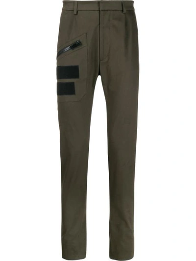 Les Hommes Urban Urban Zip Detail Tailored Trousers In Green