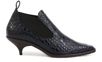 Sies Marjan Kora 50 Crocodile Booties In Navy