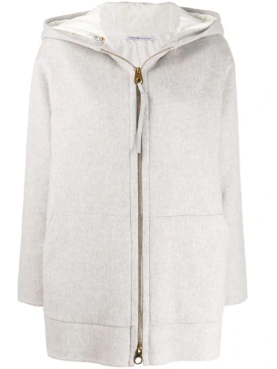 Agnona Hooded Layered Jacket In Grey