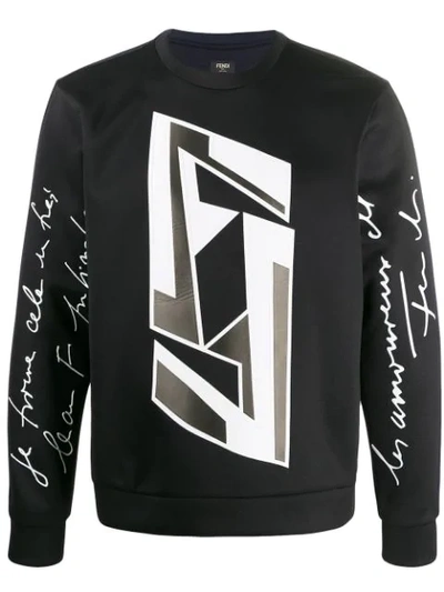 Fendi Graphic Design Sweatshirt In Black