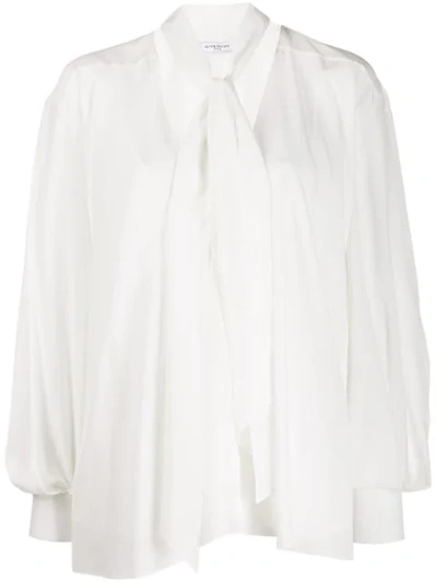 Givenchy Pussycat Bow Long-sleeved Blouse In White