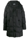 Stone Island Hooded Puffer Coat In Black