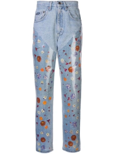 Maryam Nassir Zadeh Floral Print Boyfriend Jeans In Blue ,multicolour