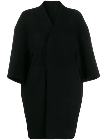Rick Owens Collarless Oversized Coat In Black