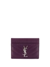 Saint Laurent Monogram Cardholder In Purple