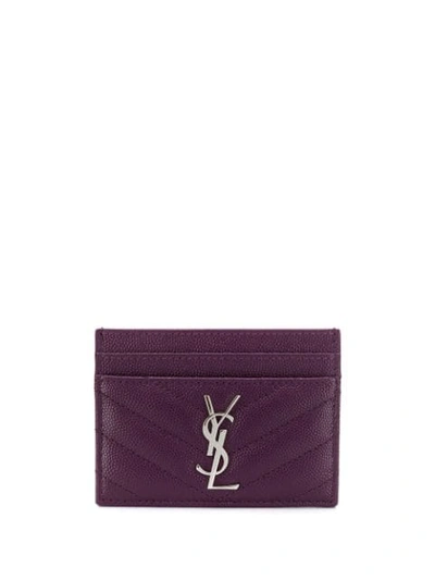 Saint Laurent Monogram Cardholder In Purple