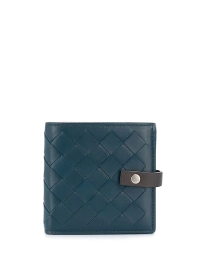 Bottega Veneta Intrecciato Weave Bi-fold Wallet In Blue