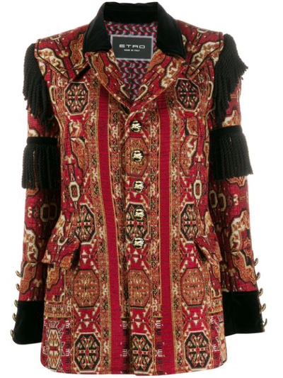 Etro Embellished Embroidered Jacket In Red