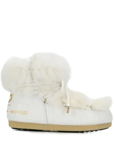 Moon Boot Chunky Fur Boots In White