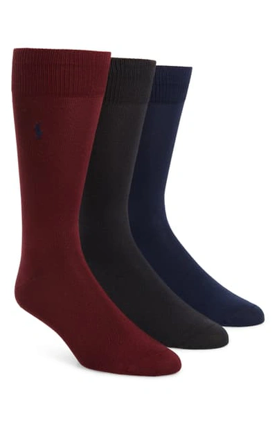 Polo Ralph Lauren Super Soft Flat Knit Socks - Pack Of 3 In Maroon
