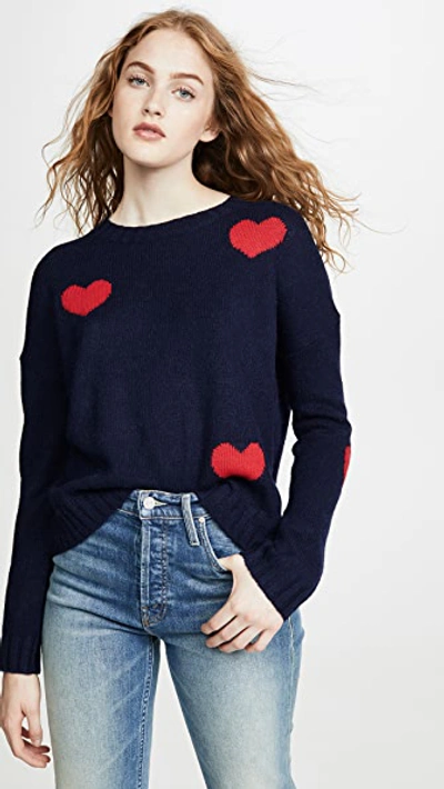 Rails Perci Wool-blend Heart Sweater In Navy Scarlet Hearts