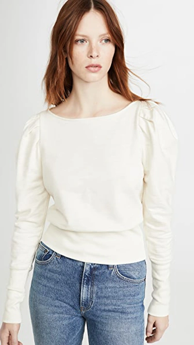 Ag Walker Puff-sleeve Cotton Sweatshirt In Ivory Dust