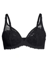 Simone Perele Wish Floral-embroidered Sheer Plunge Bra In Black
