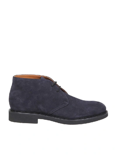 Doucal's Suede Ankle Boot In Blue
