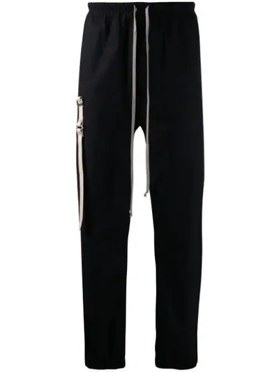 Rick Owens Side Buckle Track Trousers In Black