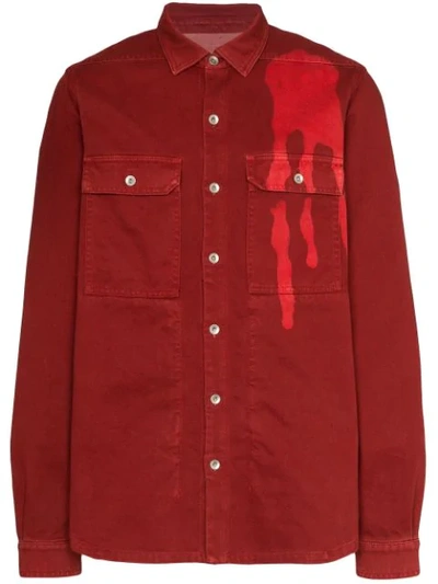 Rick Owens Drkshdw Spill-print Shirt In Red