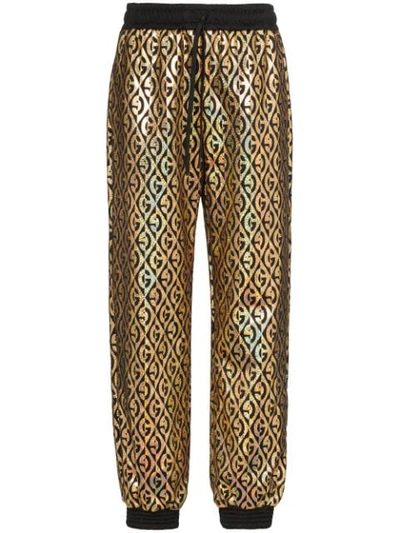 Gucci Rhombus Logo Metallic Track Trousers In Black