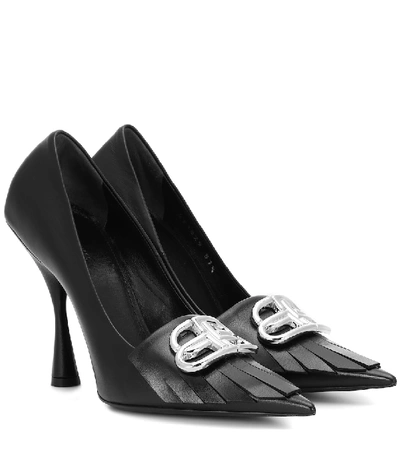 Balenciaga Knife Bb-logo Fringed Leather Pumps In Black