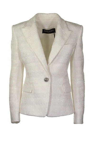 Balmain White Jacket With Buttons Blazer