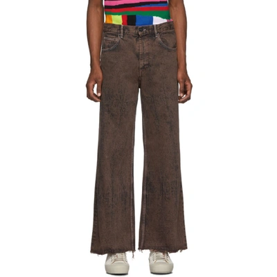 Marni Brown Over-dyed Bleached Jeans In 00m71 Brown