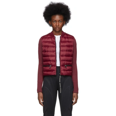 Moncler Padded Front Cropped Jacket In 469 Crimson