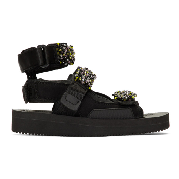 Cecilie Bahnsen Black And Yellow Suicoke Edition Was-vcb-b Sandals In ...