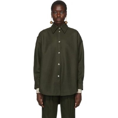 Acne Studios Green Flannel Shirt In Forest Gree