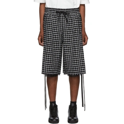 Faith Connexion Black And White Tweed Pdp Shorts In 110 Blkwht