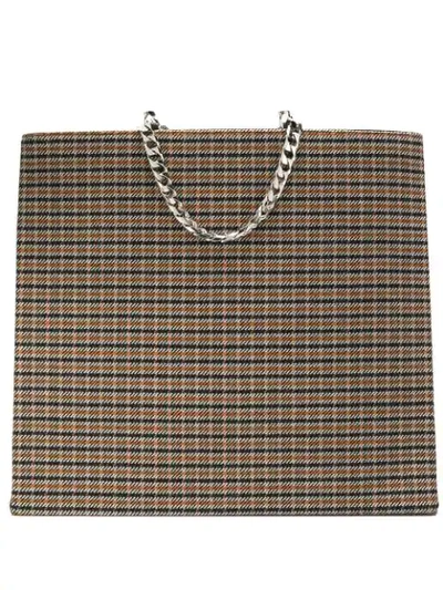 Victoria Beckham Tweed Shopping Tote Bag In Brown