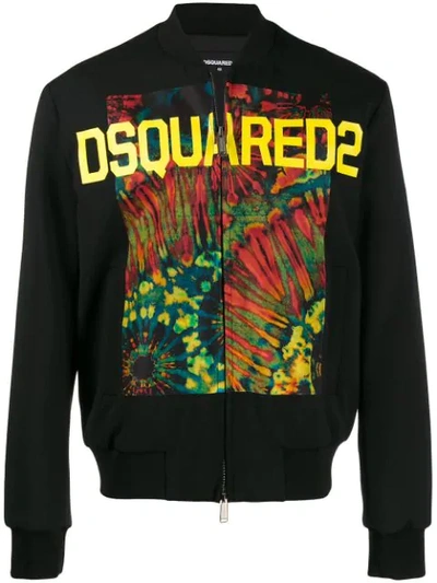 Dsquared2 Tie Dye Bomber Jacket In Black