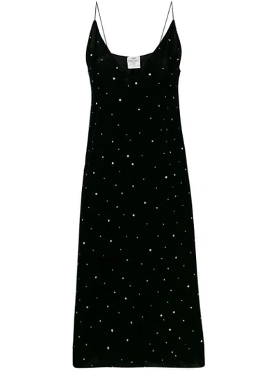 Forte Forte Glitter-embellished Velvet Slip Dress In Black