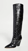 Tory Burch Lila Eel-leather Knee Boots In Perfect Black