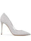 Casadei City Light Glittered Faux Leather Pumps In Sky Blue