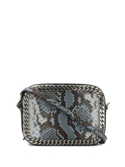 Casadei Snakeskin-print Curb-chain Bag In Blue