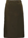 Prada Nylon Gabardine Skirt In Green