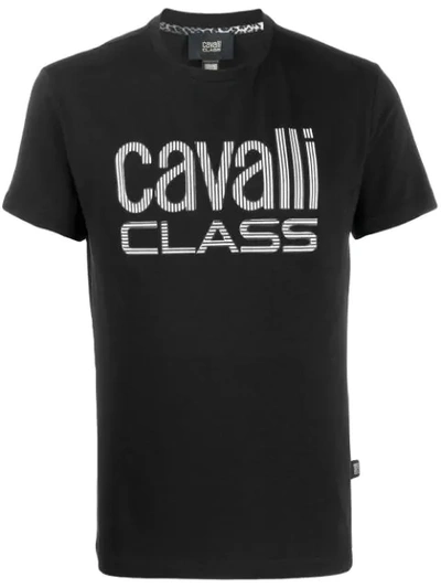 Cavalli Class Embroidered Logo T-shirt In Black