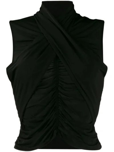Ben Taverniti Unravel Project Ruched Detail Blouse In Black