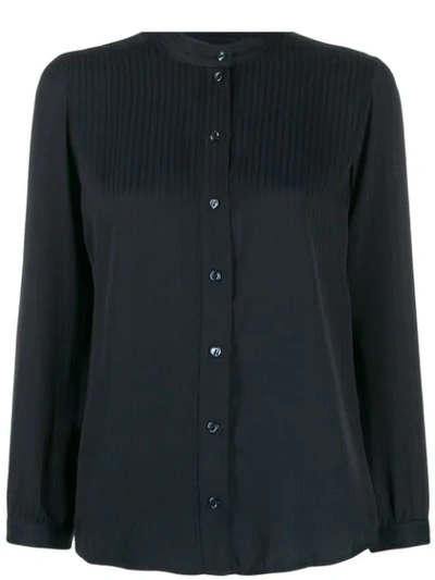 Apc Long-sleeve Fitted Blouse In Blue
