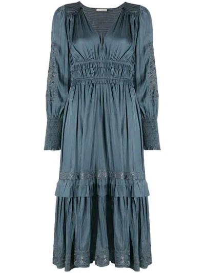 Ulla Johnson Shaina Embroidered Midi Dress In Blue