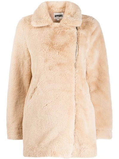 Apparis Rose Faux Fur Jacket In Neutrals