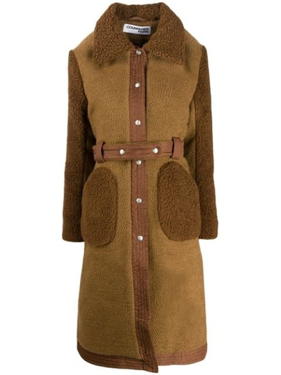 Courrèges Belted Coat In Brown