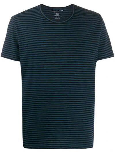 Majestic Striped Crew-neck T-shirt In Black