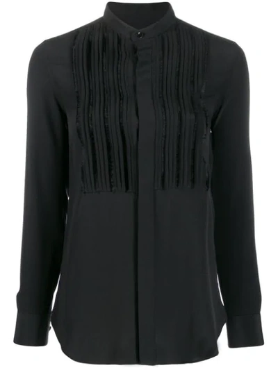 Saint Laurent Front Pleats Shirt In Black