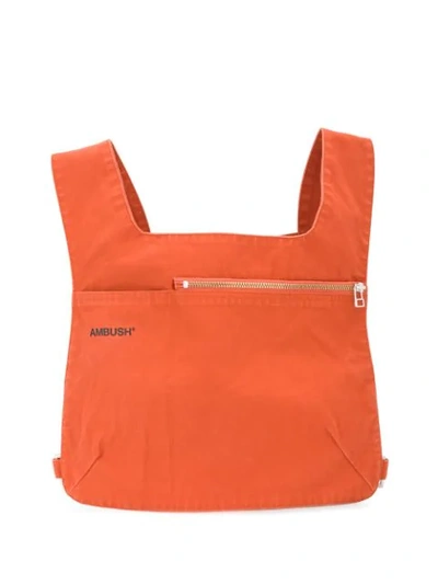 Ambush Logo Print Chest Bag In Orange