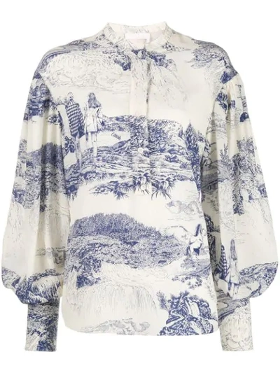 Chloé Printed Blouse In White
