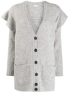 Red Valentino Ruffle Details Cardigan In Grey