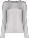 Majestic Crew Neck Jersey Top In Grey